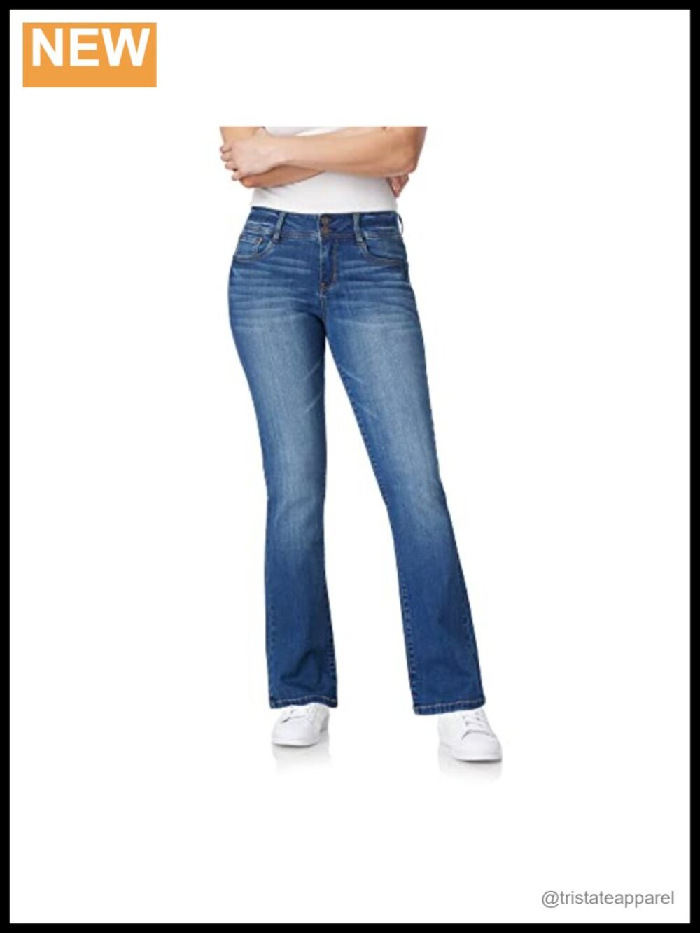 Women's Ultra Slim Bootcut Mid-Rise Jeans Stretch Denim Casual